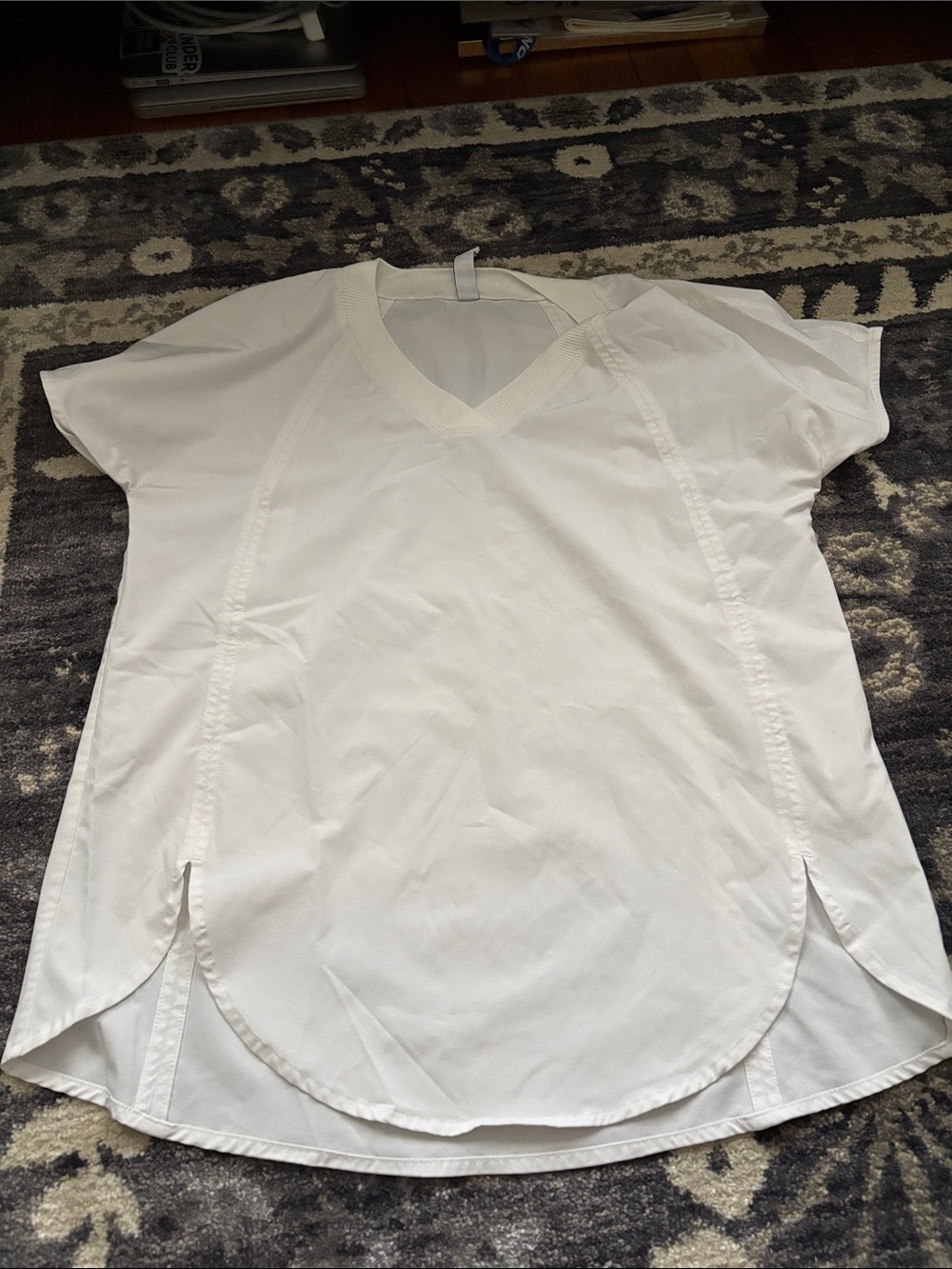 Athleta White Short Sleeve V-Neck Performance Tee